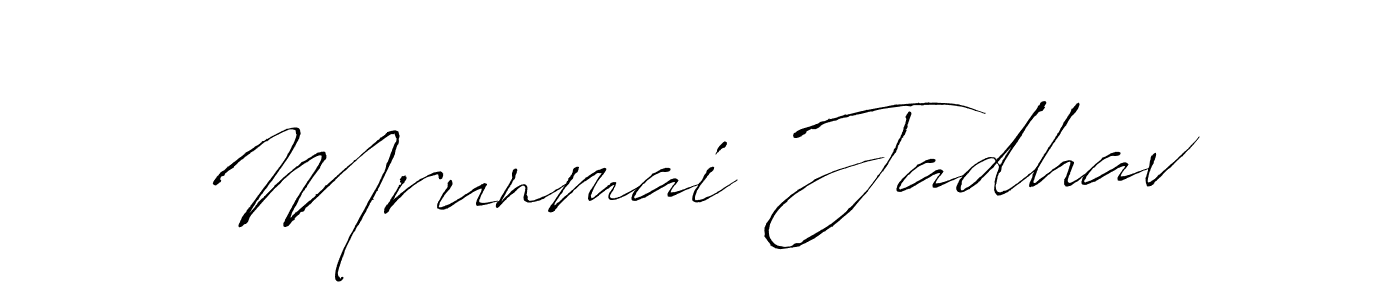 This is the best signature style for the Mrunmai Jadhav name. Also you like these signature font (Antro_Vectra). Mix name signature. Mrunmai Jadhav signature style 6 images and pictures png