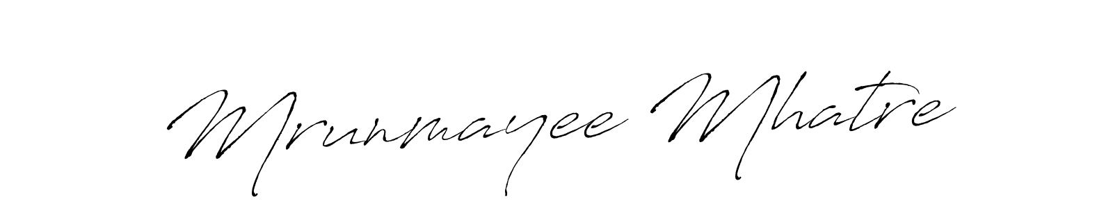 How to make Mrunmayee Mhatre name signature. Use Antro_Vectra style for creating short signs online. This is the latest handwritten sign. Mrunmayee Mhatre signature style 6 images and pictures png