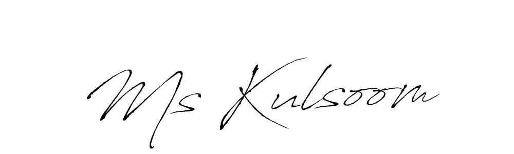 It looks lik you need a new signature style for name Ms Kulsoom. Design unique handwritten (Antro_Vectra) signature with our free signature maker in just a few clicks. Ms Kulsoom signature style 6 images and pictures png
