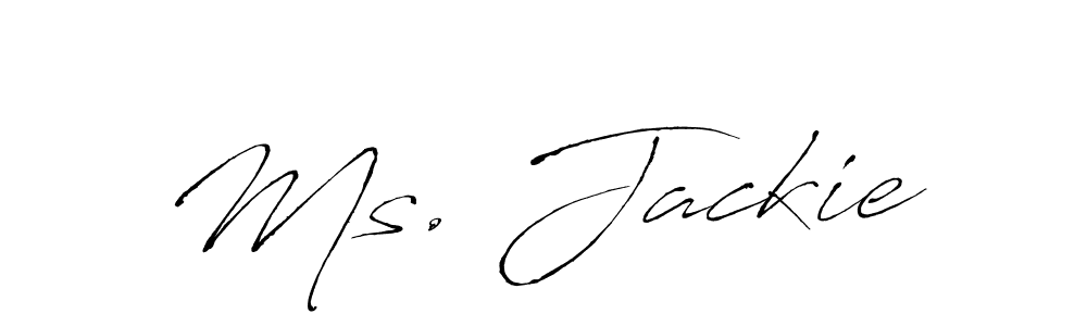 You should practise on your own different ways (Antro_Vectra) to write your name (Ms. Jackie) in signature. don't let someone else do it for you. Ms. Jackie signature style 6 images and pictures png