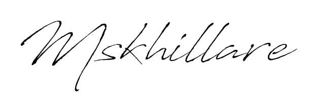 Discover how Mskhillare looks in an executive cursive font (Antro_Vectra). Perfect for legal documents, invoices, and certificates. Mskhillare signature style 6 images and pictures png