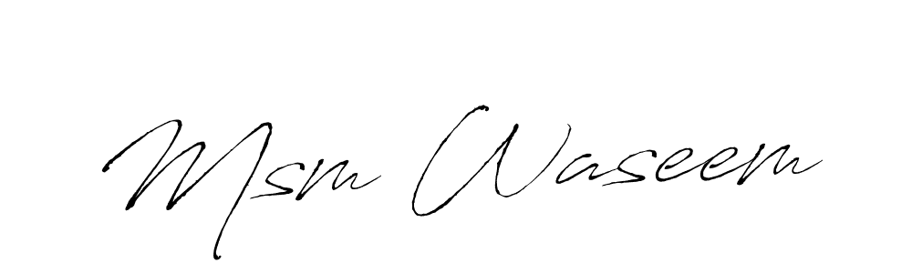 Antro_Vectra is a professional signature style that is perfect for those who want to add a touch of class to their signature. It is also a great choice for those who want to make their signature more unique. Get Msm Waseem name to fancy signature for free. Msm Waseem signature style 6 images and pictures png