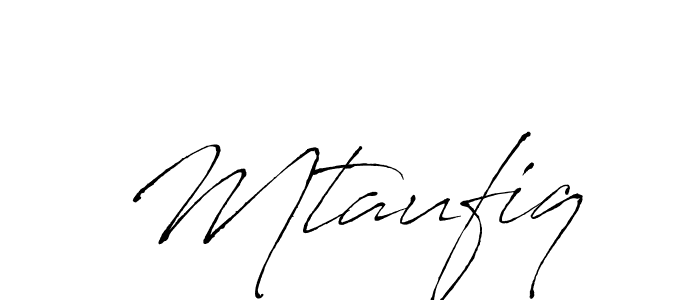 The best way (Antro_Vectra) to make a short signature is to pick only two or three words in your name. The name Mtaufiq include a total of six letters. For converting this name. Mtaufiq signature style 6 images and pictures png