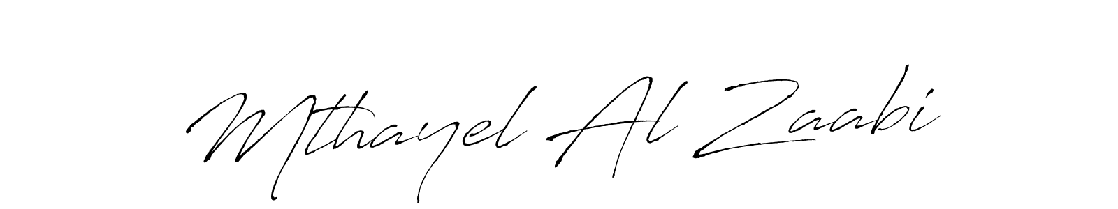 How to make Mthayel Al Zaabi name signature. Use Antro_Vectra style for creating short signs online. This is the latest handwritten sign. Mthayel Al Zaabi signature style 6 images and pictures png