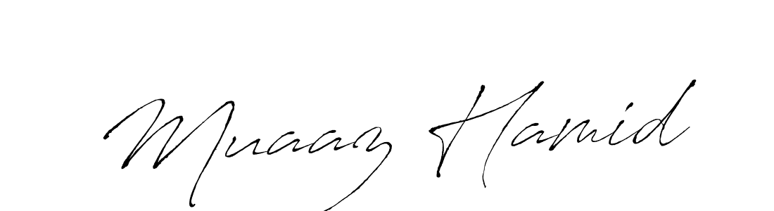 How to make Muaaz Hamid name signature. Use Antro_Vectra style for creating short signs online. This is the latest handwritten sign. Muaaz Hamid signature style 6 images and pictures png