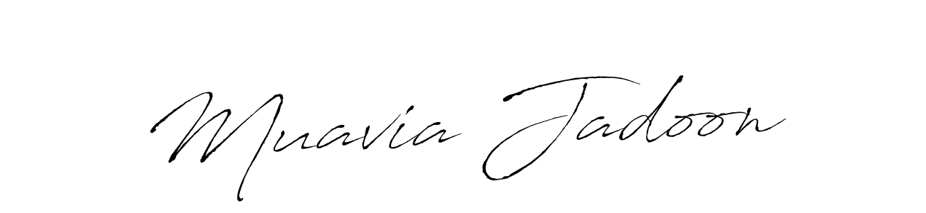 Make a beautiful signature design for name Muavia Jadoon. With this signature (Antro_Vectra) style, you can create a handwritten signature for free. Muavia Jadoon signature style 6 images and pictures png