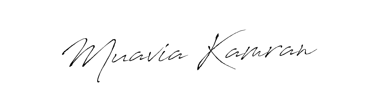 Make a beautiful signature design for name Muavia Kamran. With this signature (Antro_Vectra) style, you can create a handwritten signature for free. Muavia Kamran signature style 6 images and pictures png