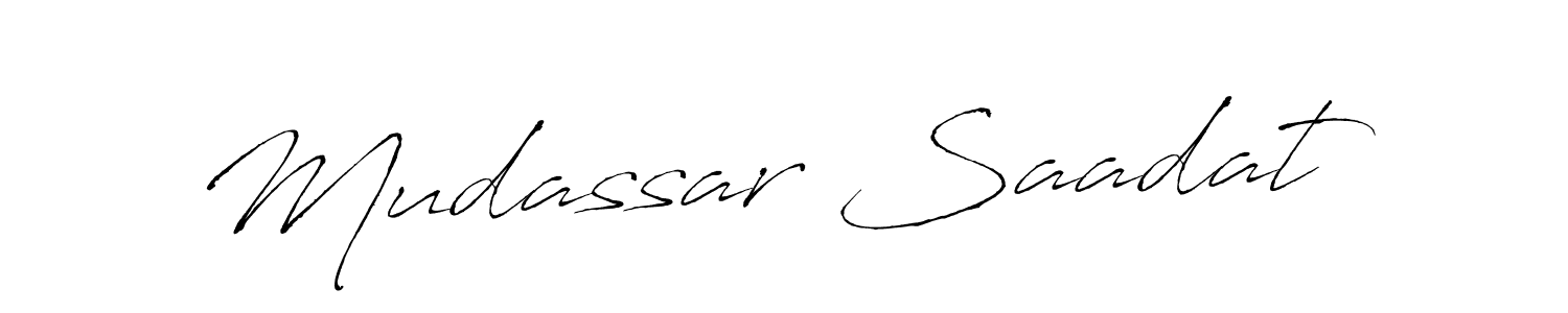 How to make Mudassar Saadat signature? Antro_Vectra is a professional autograph style. Create handwritten signature for Mudassar Saadat name. Mudassar Saadat signature style 6 images and pictures png