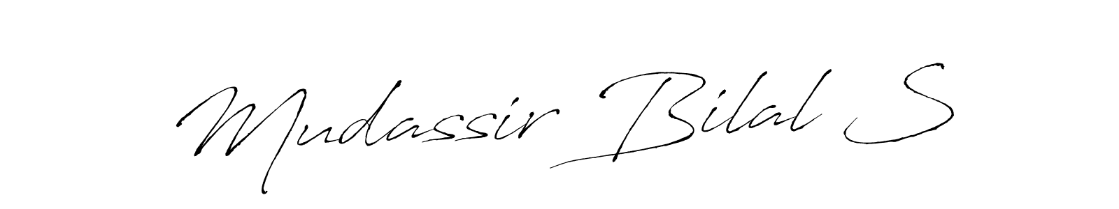 Make a beautiful signature design for name Mudassir Bilal S. With this signature (Antro_Vectra) style, you can create a handwritten signature for free. Mudassir Bilal S signature style 6 images and pictures png