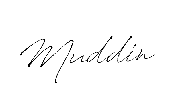 Make a beautiful signature design for name Muddin. With this signature (Antro_Vectra) style, you can create a handwritten signature for free. Muddin signature style 6 images and pictures png