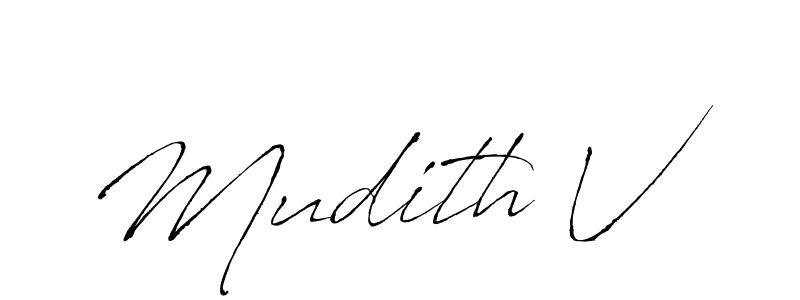 The best way (Antro_Vectra) to make a short signature is to pick only two or three words in your name. The name Mudith V include a total of six letters. For converting this name. Mudith V signature style 6 images and pictures png