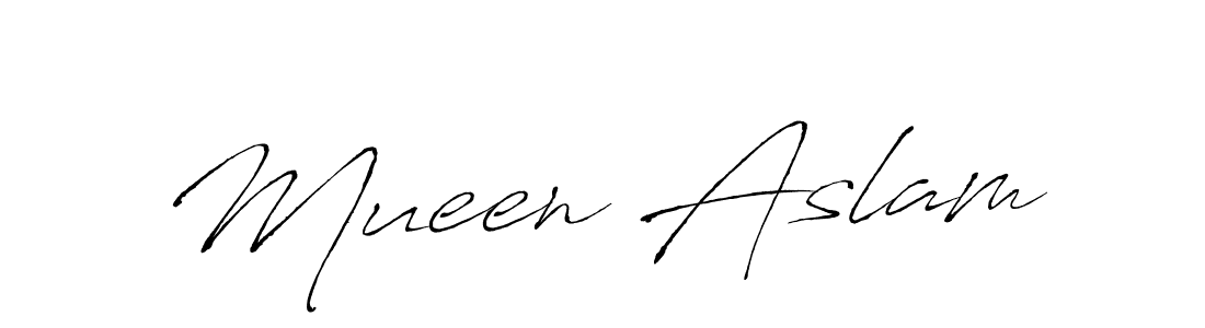 Design your own signature with our free online signature maker. With this signature software, you can create a handwritten (Antro_Vectra) signature for name Mueen Aslam. Mueen Aslam signature style 6 images and pictures png