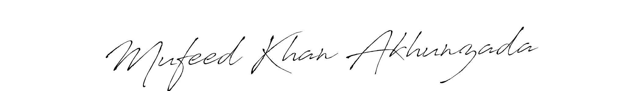 How to make Mufeed Khan Akhunzada name signature. Use Antro_Vectra style for creating short signs online. This is the latest handwritten sign. Mufeed Khan Akhunzada signature style 6 images and pictures png