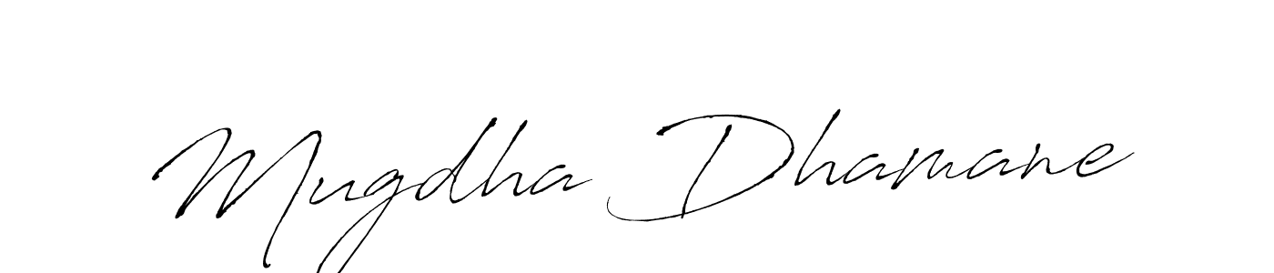 How to make Mugdha Dhamane name signature. Use Antro_Vectra style for creating short signs online. This is the latest handwritten sign. Mugdha Dhamane signature style 6 images and pictures png