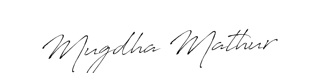 The best way (Antro_Vectra) to make a short signature is to pick only two or three words in your name. The name Mugdha Mathur include a total of six letters. For converting this name. Mugdha Mathur signature style 6 images and pictures png