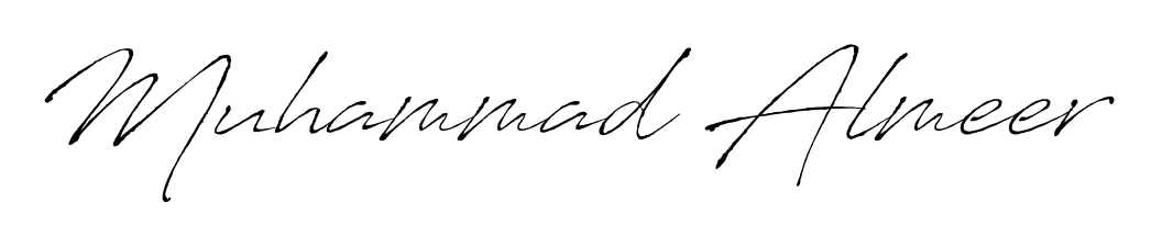 Designed for modern professionals: Muhammad Almeer name signature crafted with Antro_Vectra script. Ready for digital PDF workflows. Muhammad Almeer signature style 6 images and pictures png