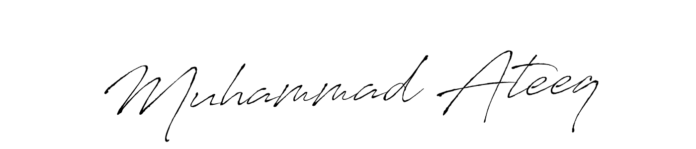 Antro_Vectra is a professional signature style that is perfect for those who want to add a touch of class to their signature. It is also a great choice for those who want to make their signature more unique. Get Muhammad Ateeq name to fancy signature for free. Muhammad Ateeq signature style 6 images and pictures png