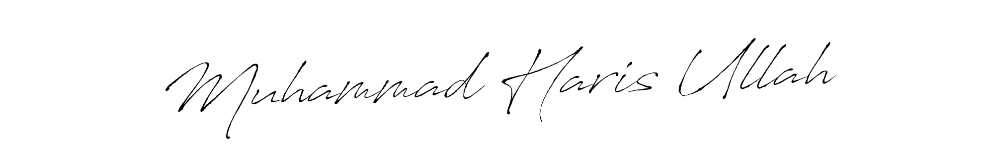 The best way (Antro_Vectra) to make a short signature is to pick only two or three words in your name. The name Muhammad Haris Ullah include a total of six letters. For converting this name. Muhammad Haris Ullah signature style 6 images and pictures png