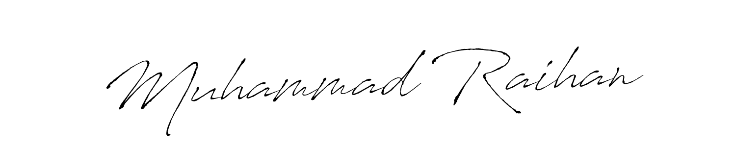 Antro_Vectra is a professional signature style that is perfect for those who want to add a touch of class to their signature. It is also a great choice for those who want to make their signature more unique. Get Muhammad Raihan name to fancy signature for free. Muhammad Raihan signature style 6 images and pictures png