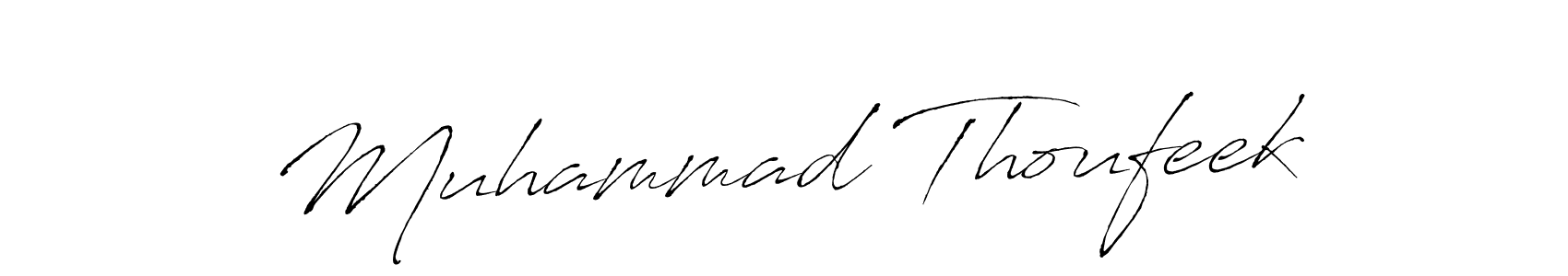 How to make Muhammad Thoufeek name signature. Use Antro_Vectra style for creating short signs online. This is the latest handwritten sign. Muhammad Thoufeek signature style 6 images and pictures png