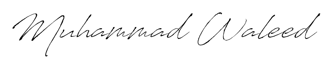The Antro_Vectra typeface gives name Muhammad Waleed a refined look. Suitable for certificates, diplomas, and official verification. Muhammad Waleed signature style 6 images and pictures png