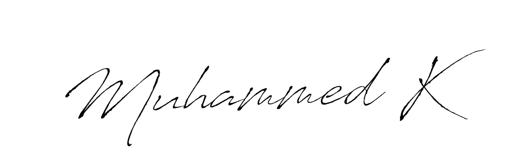 Muhammed K stylish signature style. Best Handwritten Sign (Antro_Vectra) for my name. Handwritten Signature Collection Ideas for my name Muhammed K. Muhammed K signature style 6 images and pictures png