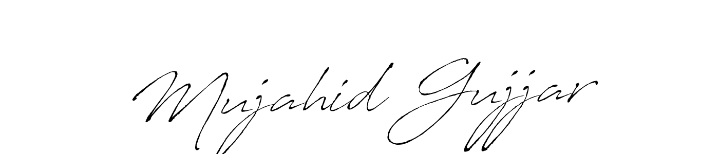 How to make Mujahid Gujjar name signature. Use Antro_Vectra style for creating short signs online. This is the latest handwritten sign. Mujahid Gujjar signature style 6 images and pictures png