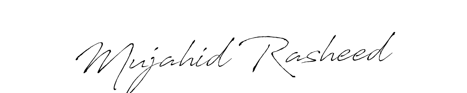 How to make Mujahid Rasheed name signature. Use Antro_Vectra style for creating short signs online. This is the latest handwritten sign. Mujahid Rasheed signature style 6 images and pictures png