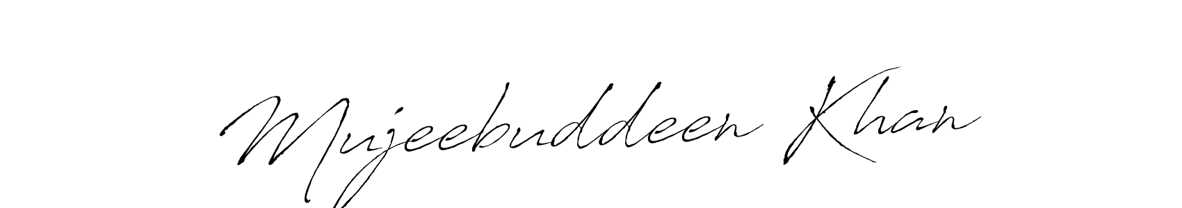Create a beautiful signature design for name Mujeebuddeen Khan. With this signature (Antro_Vectra) fonts, you can make a handwritten signature for free. Mujeebuddeen Khan signature style 6 images and pictures png