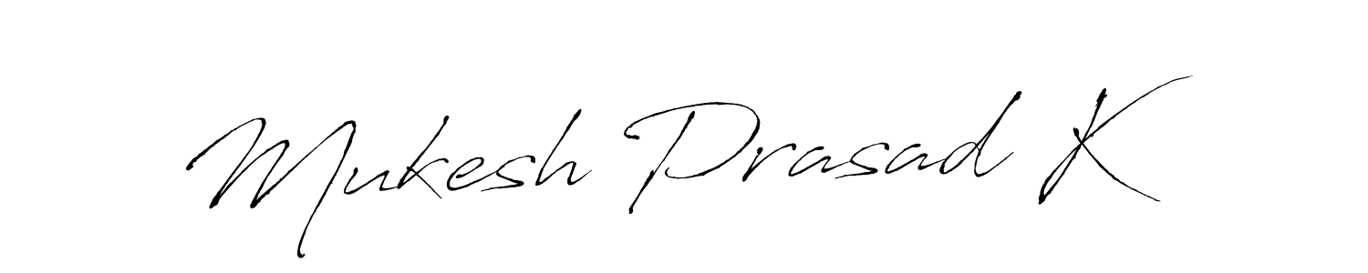 Make a beautiful signature design for name Mukesh Prasad K. With this signature (Antro_Vectra) style, you can create a handwritten signature for free. Mukesh Prasad K signature style 6 images and pictures png