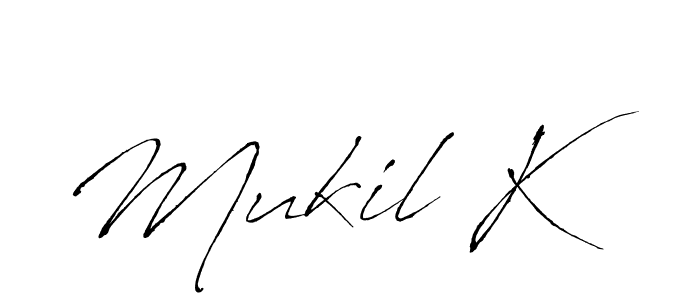 Make a beautiful signature design for name Mukil K. With this signature (Antro_Vectra) style, you can create a handwritten signature for free. Mukil K signature style 6 images and pictures png