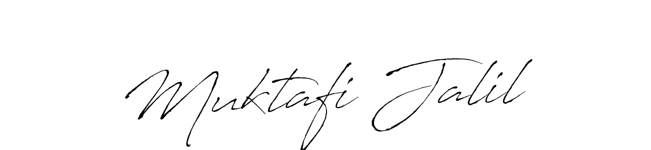 How to make Muktafi Jalil name signature. Use Antro_Vectra style for creating short signs online. This is the latest handwritten sign. Muktafi Jalil signature style 6 images and pictures png