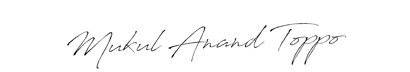 How to make Mukul Anand Toppo name signature. Use Antro_Vectra style for creating short signs online. This is the latest handwritten sign. Mukul Anand Toppo signature style 6 images and pictures png