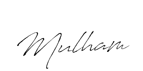 Use a signature maker to create a handwritten signature online. With this signature software, you can design (Antro_Vectra) your own signature for name Mulham. Mulham signature style 6 images and pictures png