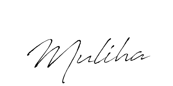 Create a beautiful signature design for name Muliha. With this signature (Antro_Vectra) fonts, you can make a handwritten signature for free. Muliha signature style 6 images and pictures png