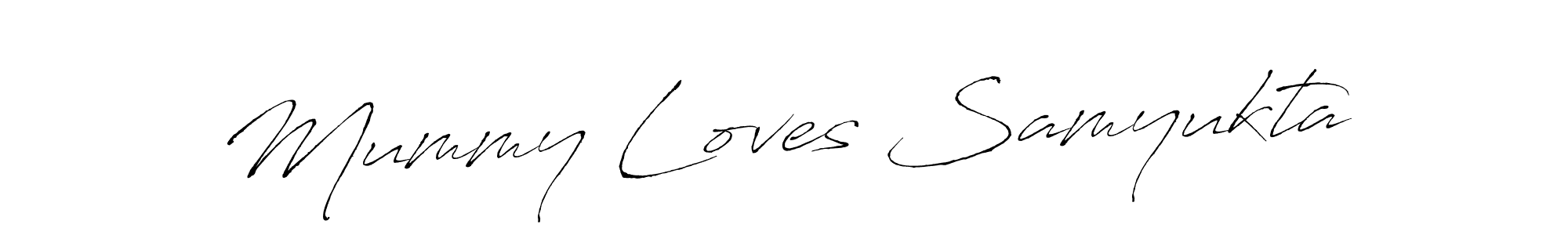 Make a beautiful signature design for name Mummy Loves Samyukta. With this signature (Antro_Vectra) style, you can create a handwritten signature for free. Mummy Loves Samyukta signature style 6 images and pictures png