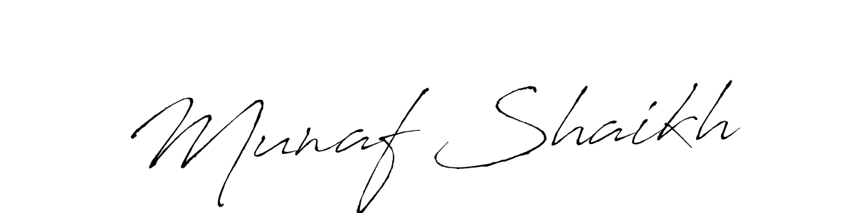 Munaf Shaikh stylish signature style. Best Handwritten Sign (Antro_Vectra) for my name. Handwritten Signature Collection Ideas for my name Munaf Shaikh. Munaf Shaikh signature style 6 images and pictures png