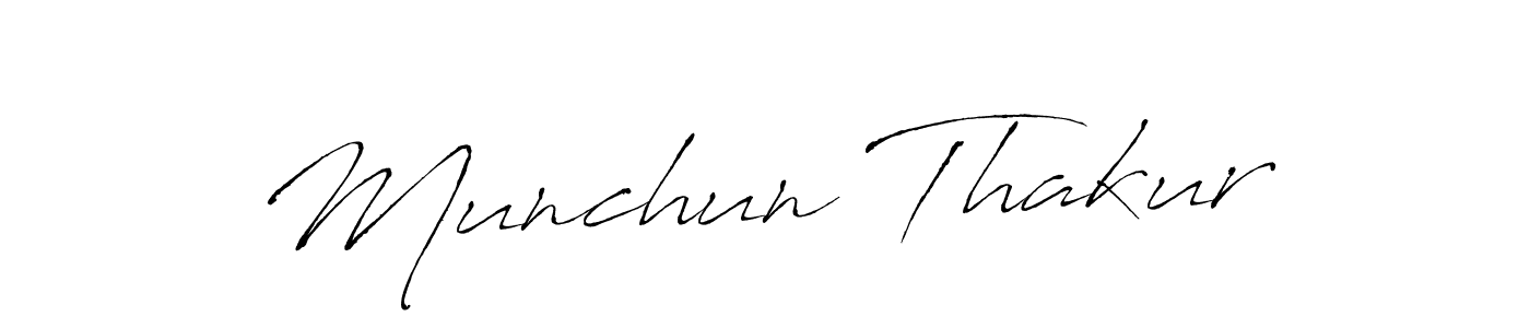 The best way (Antro_Vectra) to make a short signature is to pick only two or three words in your name. The name Munchun Thakur include a total of six letters. For converting this name. Munchun Thakur signature style 6 images and pictures png