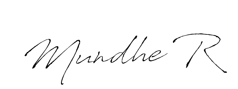 How to make Mundhe R name signature. Use Antro_Vectra style for creating short signs online. This is the latest handwritten sign. Mundhe R signature style 6 images and pictures png