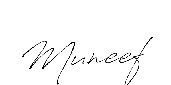 Design your own signature with our free online signature maker. With this signature software, you can create a handwritten (Antro_Vectra) signature for name Muneef. Muneef signature style 6 images and pictures png