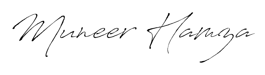 Discover how Muneer Hamza looks in an executive cursive font (Antro_Vectra). Perfect for legal documents, invoices, and certificates. Muneer Hamza signature style 6 images and pictures png