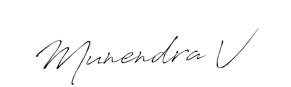 Create a beautiful signature design for name Munendra V. With this signature (Antro_Vectra) fonts, you can make a handwritten signature for free. Munendra V signature style 6 images and pictures png