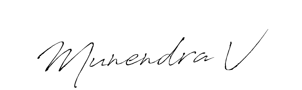 Make a beautiful signature design for name Munendra V. With this signature (Antro_Vectra) style, you can create a handwritten signature for free. Munendra V signature style 6 images and pictures png