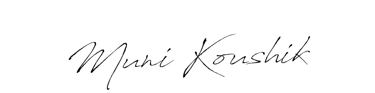 How to make Muni Koushik signature? Antro_Vectra is a professional autograph style. Create handwritten signature for Muni Koushik name. Muni Koushik signature style 6 images and pictures png