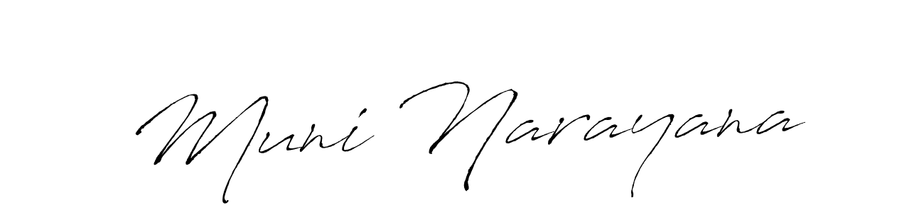 Make a beautiful signature design for name Muni Narayana. With this signature (Antro_Vectra) style, you can create a handwritten signature for free. Muni Narayana signature style 6 images and pictures png