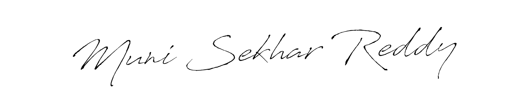 The best way (Antro_Vectra) to make a short signature is to pick only two or three words in your name. The name Muni Sekhar Reddy include a total of six letters. For converting this name. Muni Sekhar Reddy signature style 6 images and pictures png