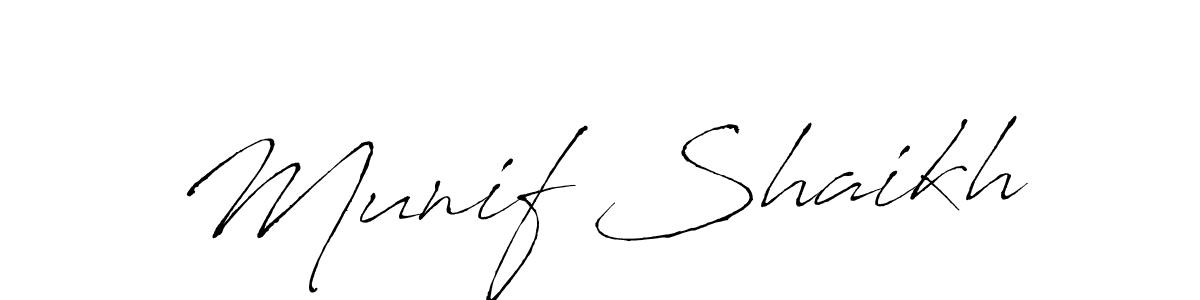 Make a beautiful signature design for name Munif Shaikh. With this signature (Antro_Vectra) style, you can create a handwritten signature for free. Munif Shaikh signature style 6 images and pictures png