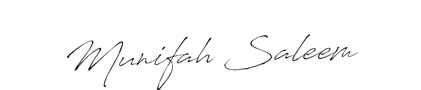 Make a beautiful signature design for name Munifah Saleem. With this signature (Antro_Vectra) style, you can create a handwritten signature for free. Munifah Saleem signature style 6 images and pictures png