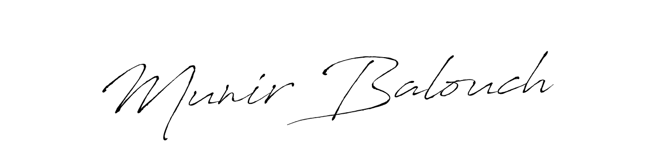 How to make Munir Balouch name signature. Use Antro_Vectra style for creating short signs online. This is the latest handwritten sign. Munir Balouch signature style 6 images and pictures png