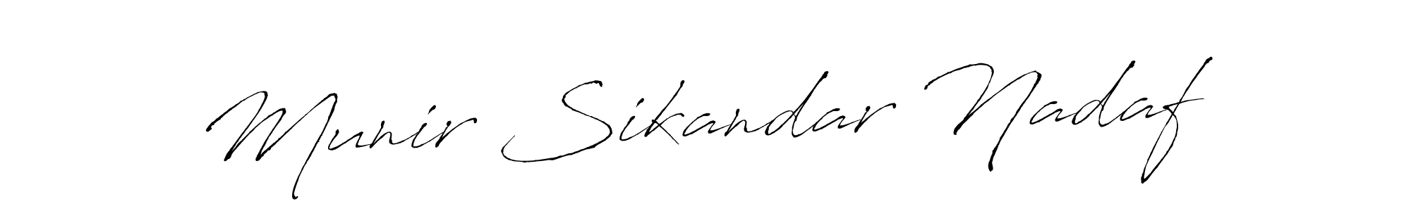 The best way (Antro_Vectra) to make a short signature is to pick only two or three words in your name. The name Munir Sikandar Nadaf include a total of six letters. For converting this name. Munir Sikandar Nadaf signature style 6 images and pictures png